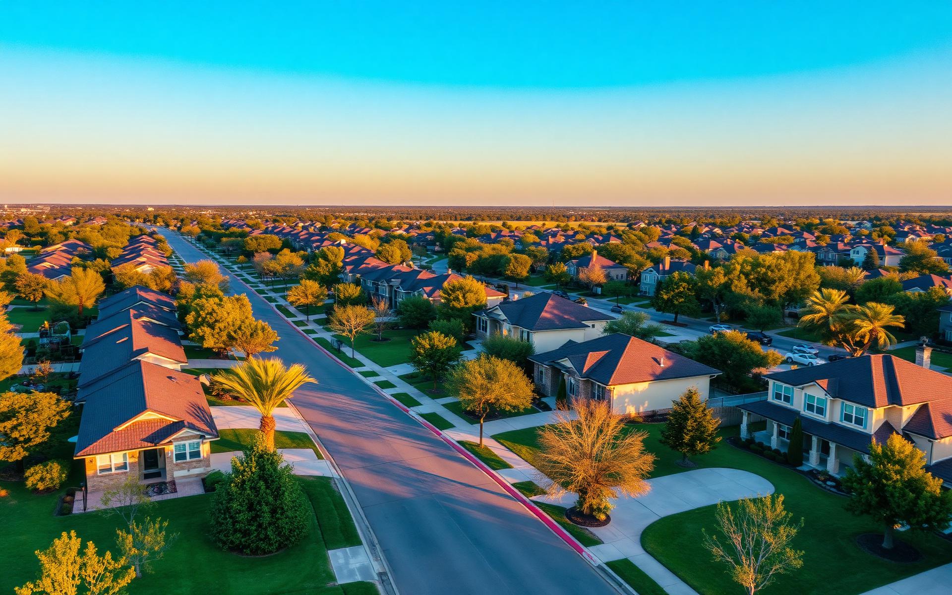 Aerial view of a Texas neighborhood